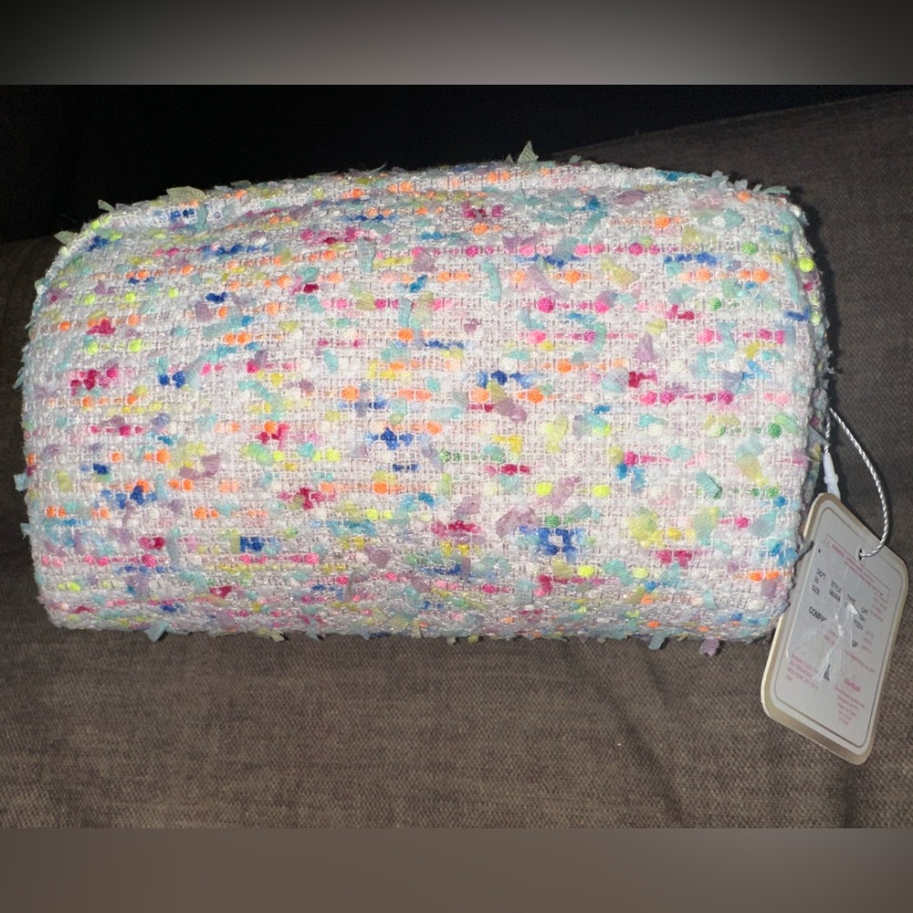 Pink Gloss & Glo Tweed Makeup Glamour Cosmetic Bag - Essential Travel Accessory